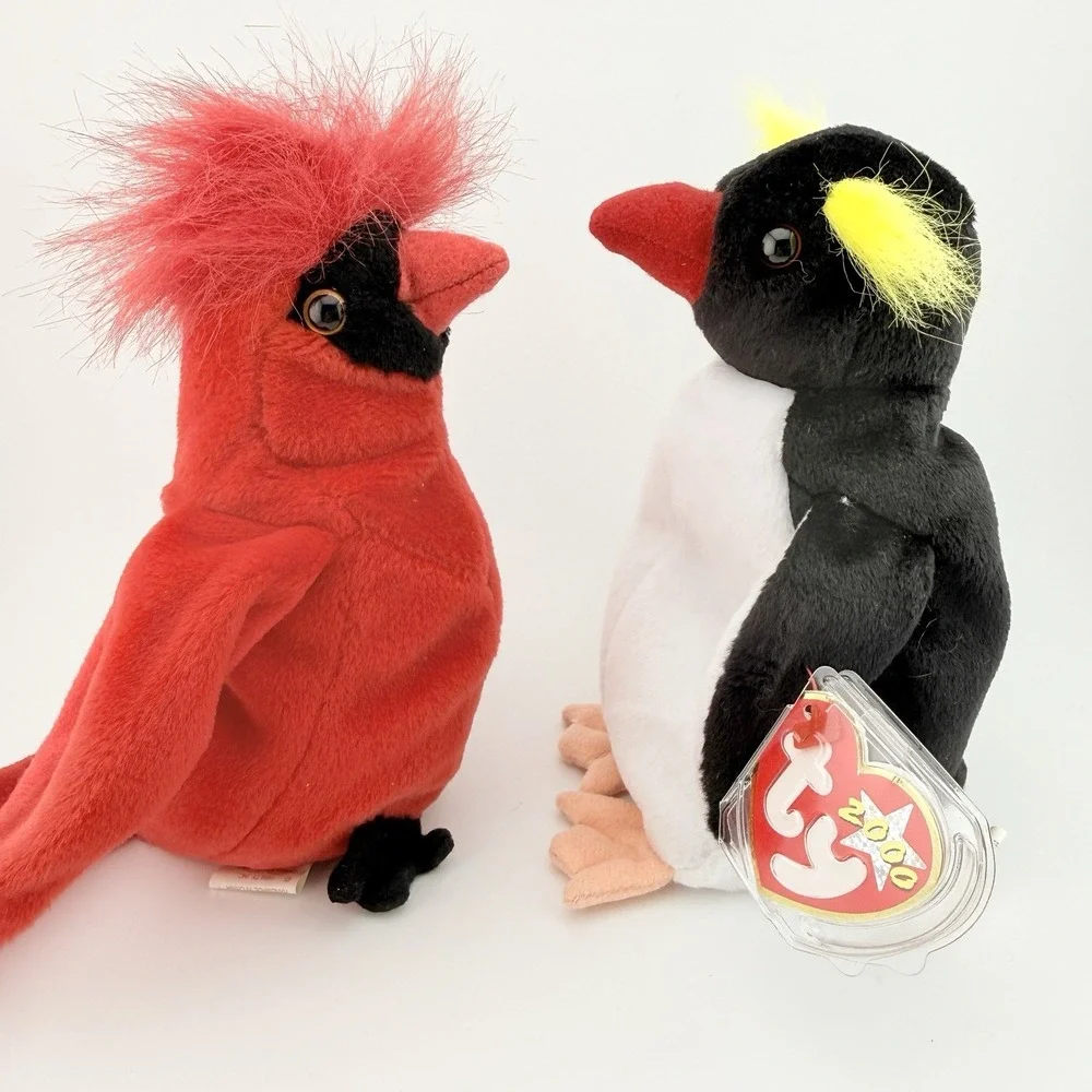 Ty Beanie Babies Y2K Lot - Mac The Cardinal & Frigid the Penguin With Tags Birds